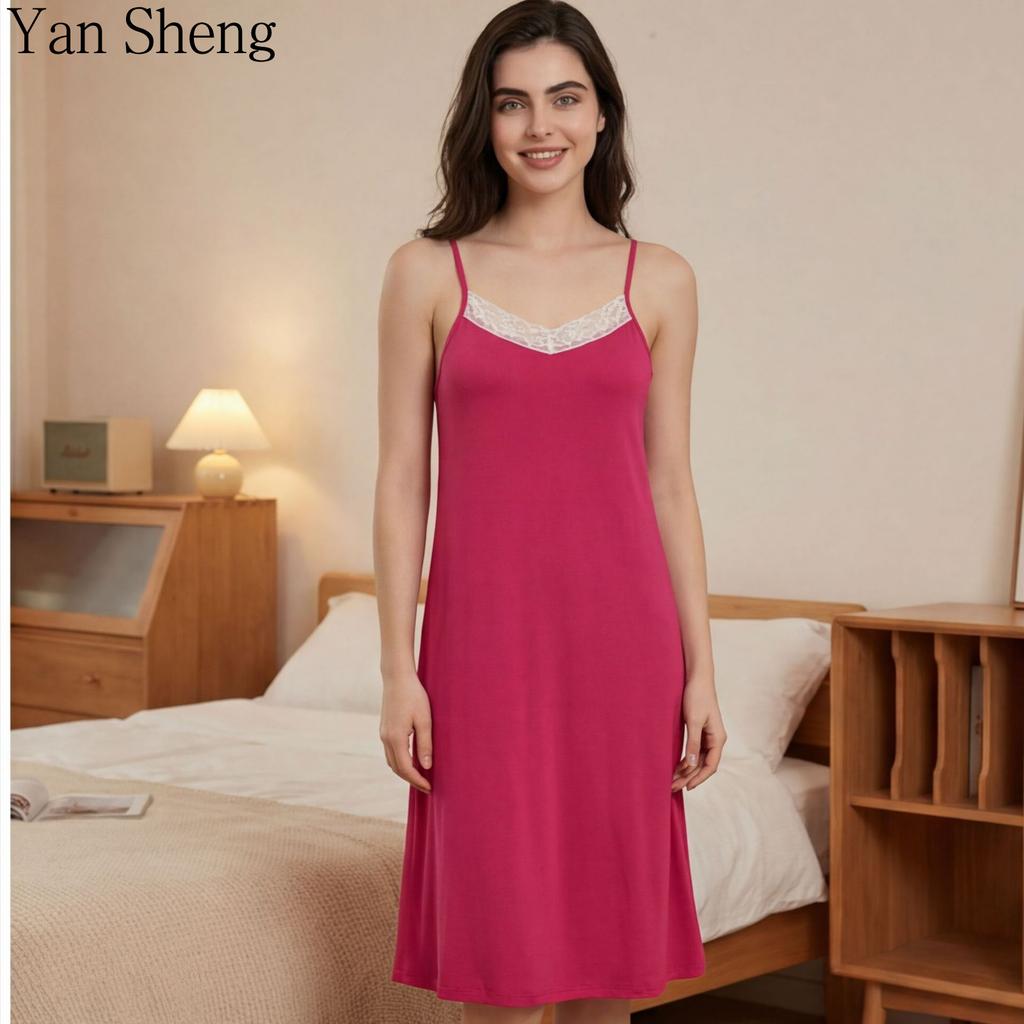 New Arrival Women Sexy Lace Sling Nightgown Summer Ladies Soft Pajamas Home Sleep Dress