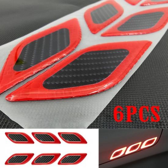 6Pcs Vehicle Vent Edge Bumper Reflective Sticker Carbon Fiber Car Accessories