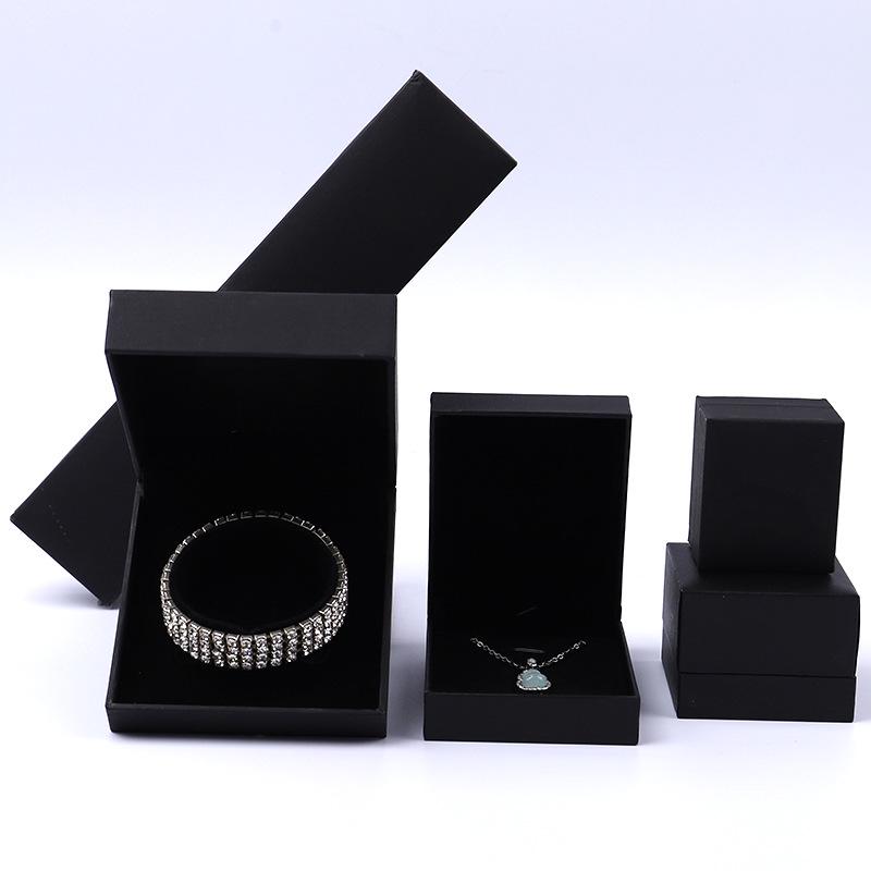 Black Right Angle Flip-top Jewelry Gift Box - Ring & Earring Packaging with Logo Printing