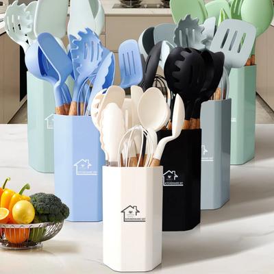 11PCS Silicone Utensils Cooking Set Food Grade Cookware Kitchen Utensils Turner Spatula Measuring Spoon Practical Kitchenware