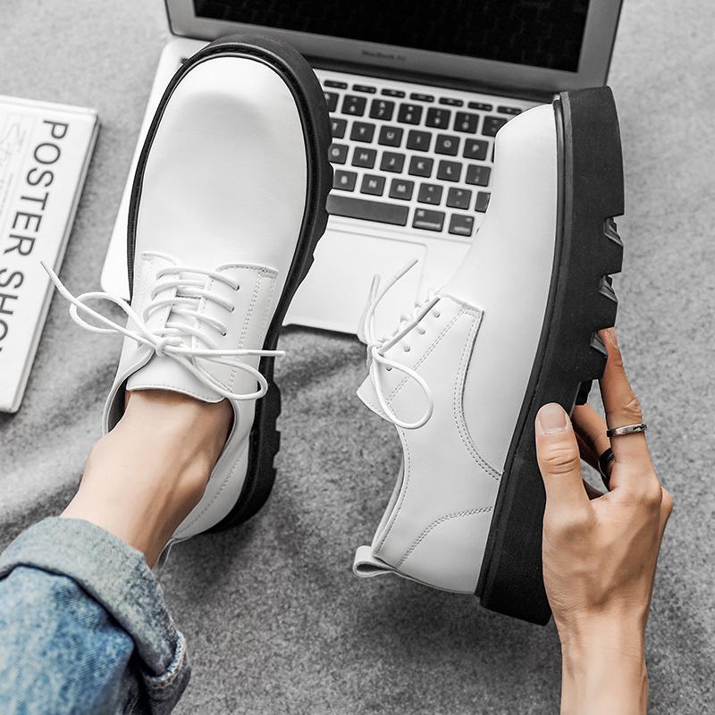 Pantofi noi pentru bărbați din piele naturală cu talpă groasă pentru exterior și lucru, confortabili, anti-alunecare, durabili și versatili, pantofi din piele cu vârf lat