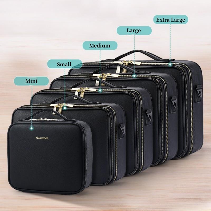 PU Leather Portable Cosmetic Case Women's Travel Makeup Train Case Large Capacity Makeup Storage Bag