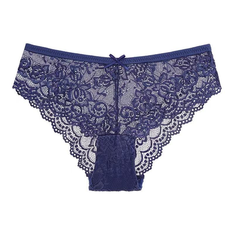 1 Pc/ Lot ! Lace Panties Underwear for Women Sexy Lingerie Transparent Hollow Out Briefs Solid Color Ladies Underpants S-XXL