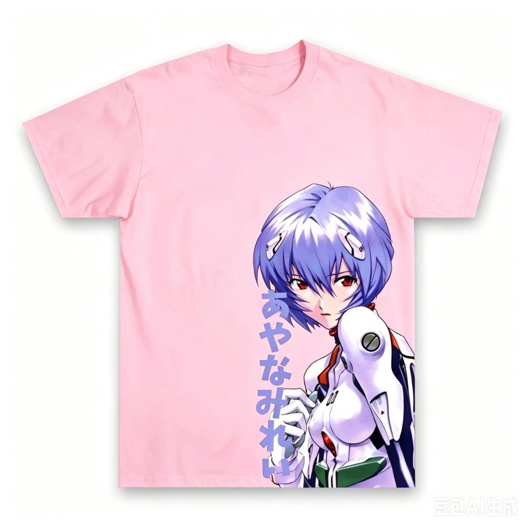 New Anime Gospel Four Seasons Retro  Fabric Harajuku T-shirt, Daily Casual Style for Boys and Girls
