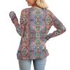 Fashionable Women's Long Sleeved Retro Printed Lightweight Sweater With Loose Round Neck Top
