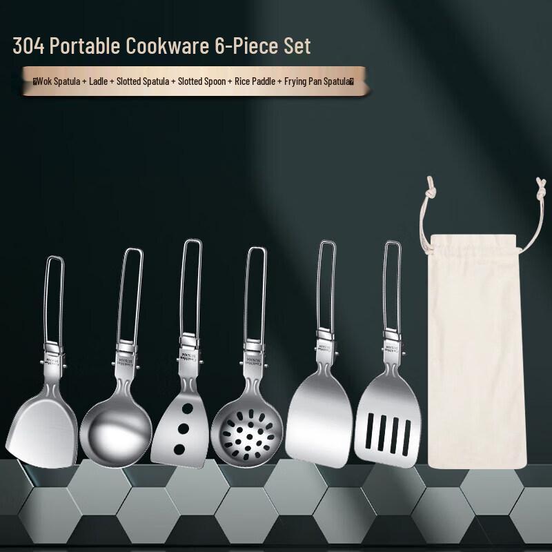 Qiwei Portable Foldable 304 Stainless Steel Camping Cookware Set