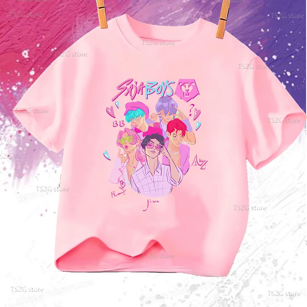 Sommer Anime KPop Dämonenjäger Saja Boys Print Kinder T-Shirt Tops Mode Kinderkleidung Kurzarm Fans Geschenk T-Shirt