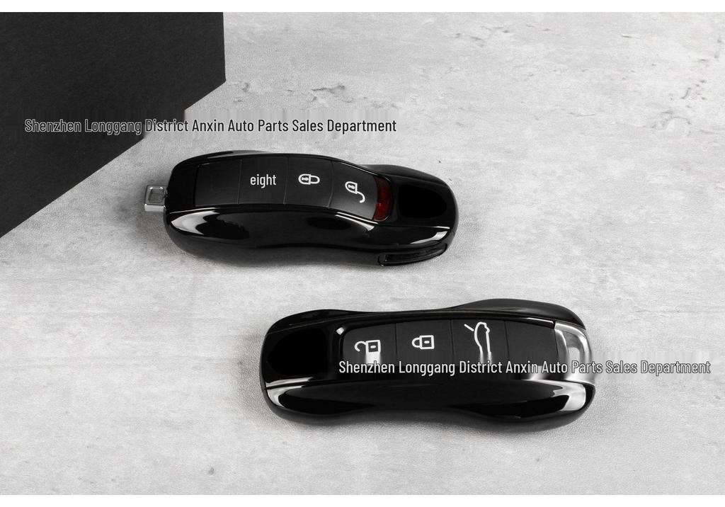 Compatible Key Shell Cover for Porsche Cayenne, Panamera, Macan, 718 Cayman - Black Wind Edition