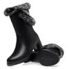 Fashion AIYUQI Women Boots Winter Dress 2025 New Genuine Leather High Heel Women Half Boots Wool Rabbit Fur Snow Boots Ladies