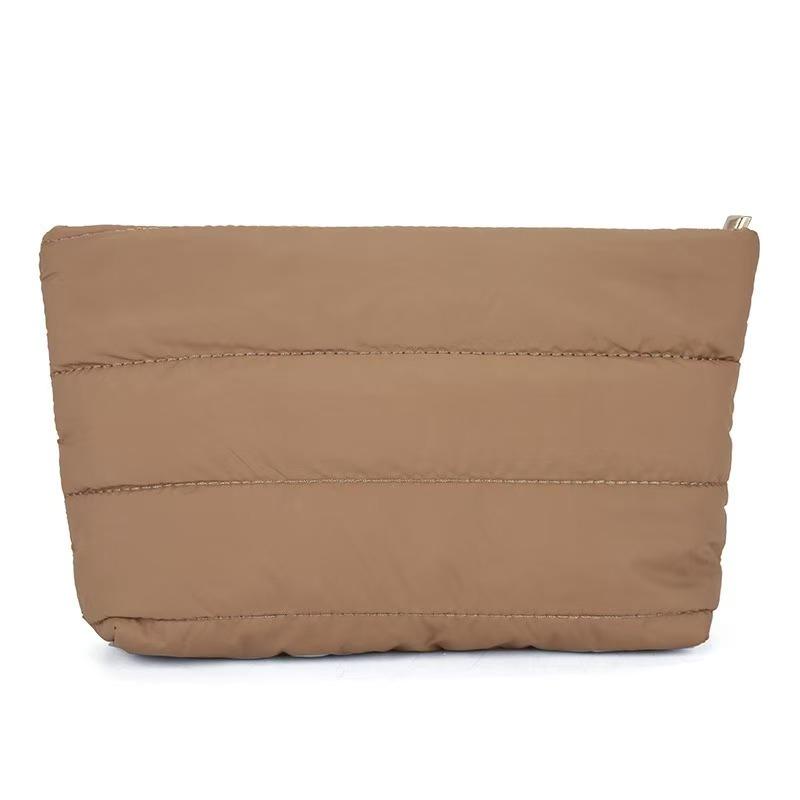 Women & Girls Fashion Puff Quilted Zipper Cosmetic Bag Soft Polyester Portable for Makeup & for Storage