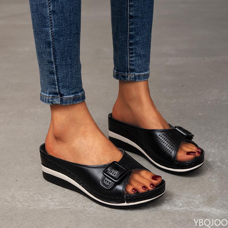 Fashion Women's slope heel outdoor casual closed flat shoes summer new style thick soled women's casual shoes for outdoor wear