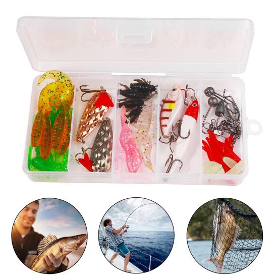 Fishing Lure Set Realistic Looking Vibrant Color Compact Design Portable Soft Lure Fake Bait with Treble Hooks