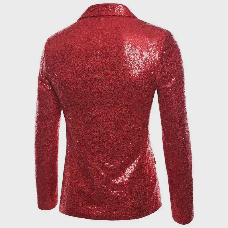Gold Sequin Performance Suit for Men - 2024 European & American Style, Large Size, Perfect for Nightclub, Host, or Emcee Events