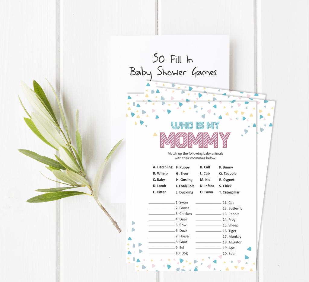 Inkdotpot Gender Reveal Baby Shower Game Set Of 50 BabyA  AlphabetA  ABCA  Game Ita    s A Boy Ita    s A Girl Party
