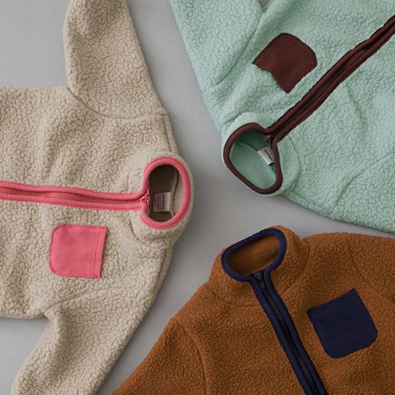 Spring Autumn Newborn Baby Romper Infant Warm Lamb Fleece Patchwork Jumpsuit Toddler Outwear