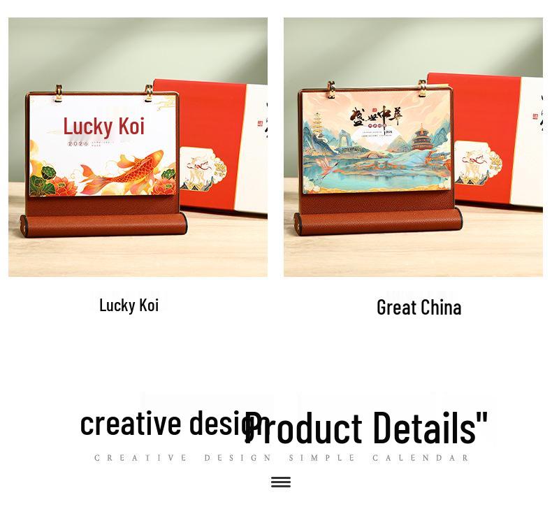 Personalized 2026 Leather Desk Calendar and Notepad Planner with Custom Logo