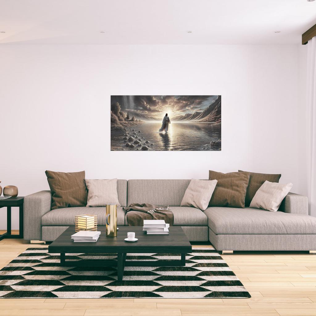 Walking Water Wall Art – UnFramed Canvas Decor For Living Room, Church, Or Space – Picture Of Walks Water, Religious Artwork