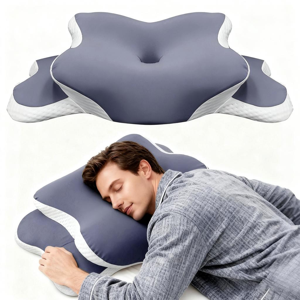 Ergonomic Memory Foam Pillow Orthopedic Neck Support for Side Back Sleepers Ice Silk Pillowcase Ideal Christmas New Year Gifts