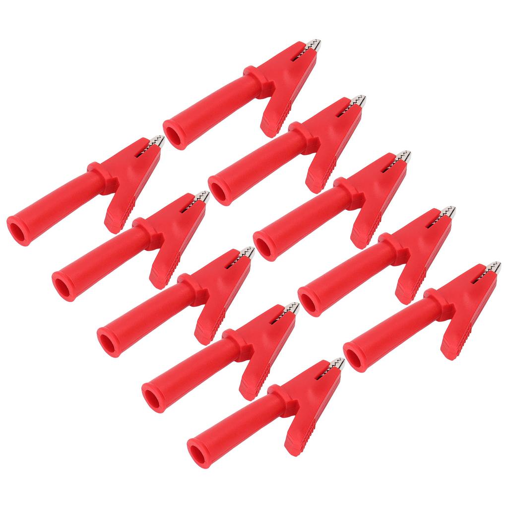 10Pcs Test   Crocodiles Clip Brass PVC Insulated Safety Multimeter Clips for 4mm Banana PlugRed