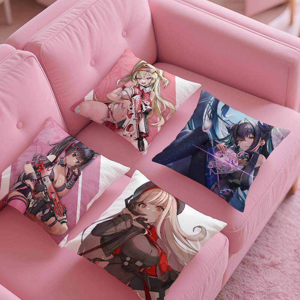 Anime G-Goddess of Victory N-Nikke Pillow Case Anti-dustmite Pillow Invisible Zipper Silky Short Plush Sofa Cushion Cover