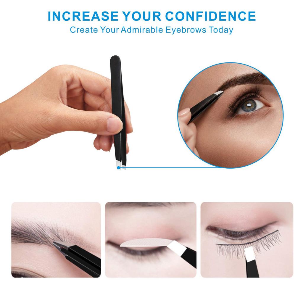 Xiaomi Professional Stainless Steel Eyelash & Eyebrow Grooming Tweezers Set 5-Piece Private Label with Slanted Tip Cheaper Shipping
