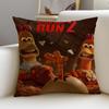 Fun CChicken RunS Cushion Cover Breathable and Skinfriendly Linen Pillowcase Square Removable and Washable Cushion