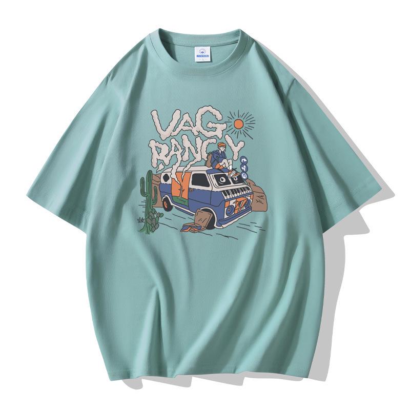 

Чоловіча літня футболка з чистої бавовни вільного крою - з коротким рукавом, круглим вирізом, для повсякденного носіння 4XL