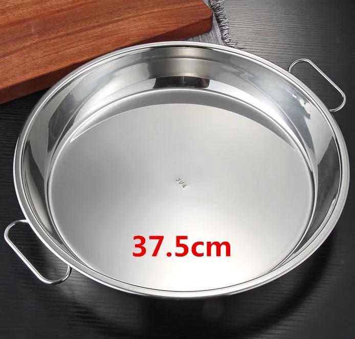 304 Stainless Steel Plate tray Noodle Plate Flat Steamed big Large Size Meal Plate Dual Handle Dough dishes and plates sets dish
