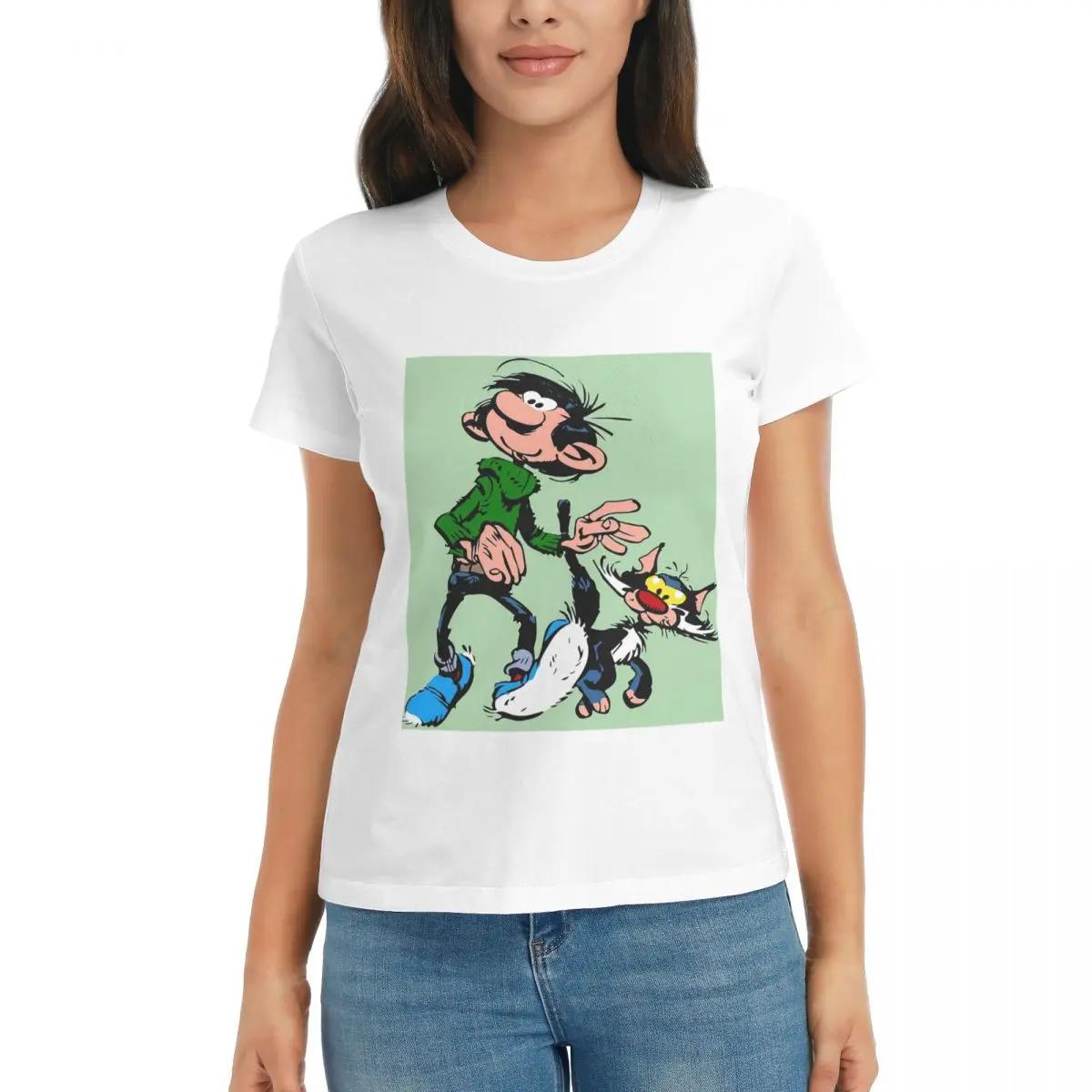 Women TShirt Gaston Lagaffe Big Ben Head Summer Short Sleeve Tees Round Neck Cotton T Shirts Clothes Tops Streetwear S
