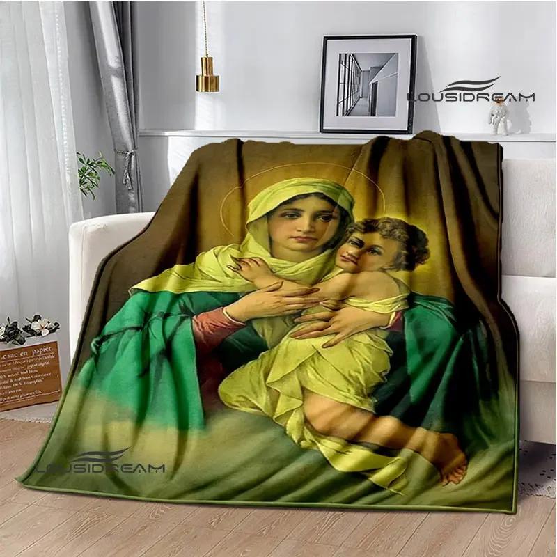 Virgin Mary Faith Print Blanket Flannel Soft Comfort Blanket Home Travel Blanket Kids Warm Blanket picnic blanket birthday gift