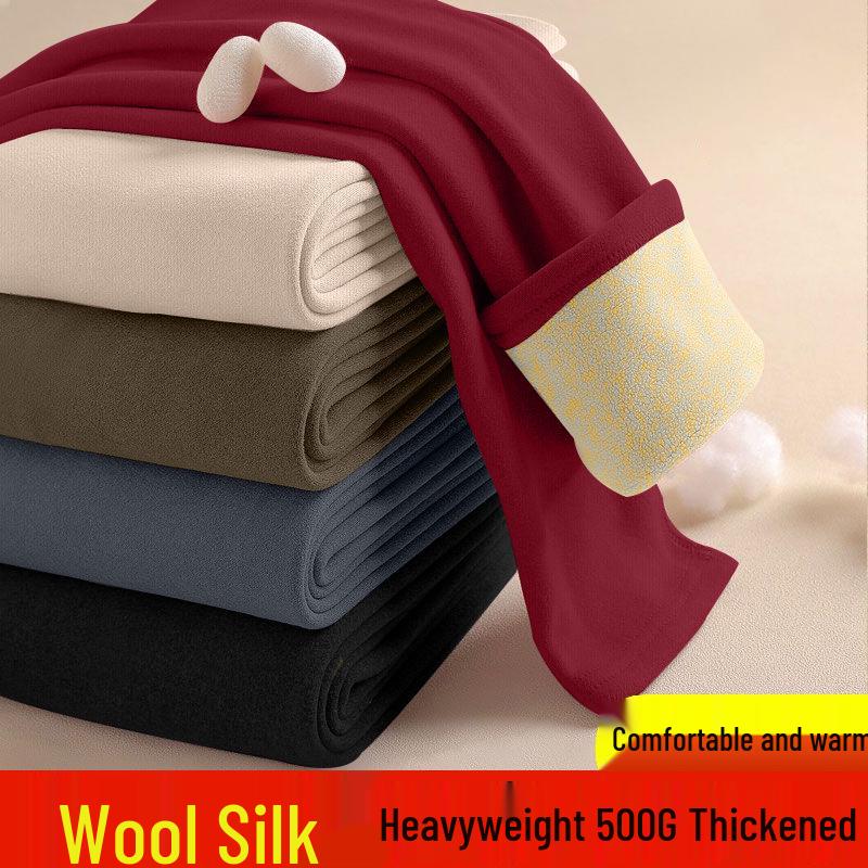 

Women s Plus Size Heavyweight Wool Silk Long Pants - 2026 Autumn/Winter, 500g Warmth, Thickened Base Layer for Slightly Overweight. XL (105-120 Recommended)