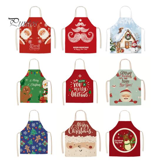 Waterproof Oil Proof Grill Apron Christmas Apron, Santa Claus/Elk/Gingerbread Man/Snowman Print Cooking Bib, Theme Baking Uniform Non-woven