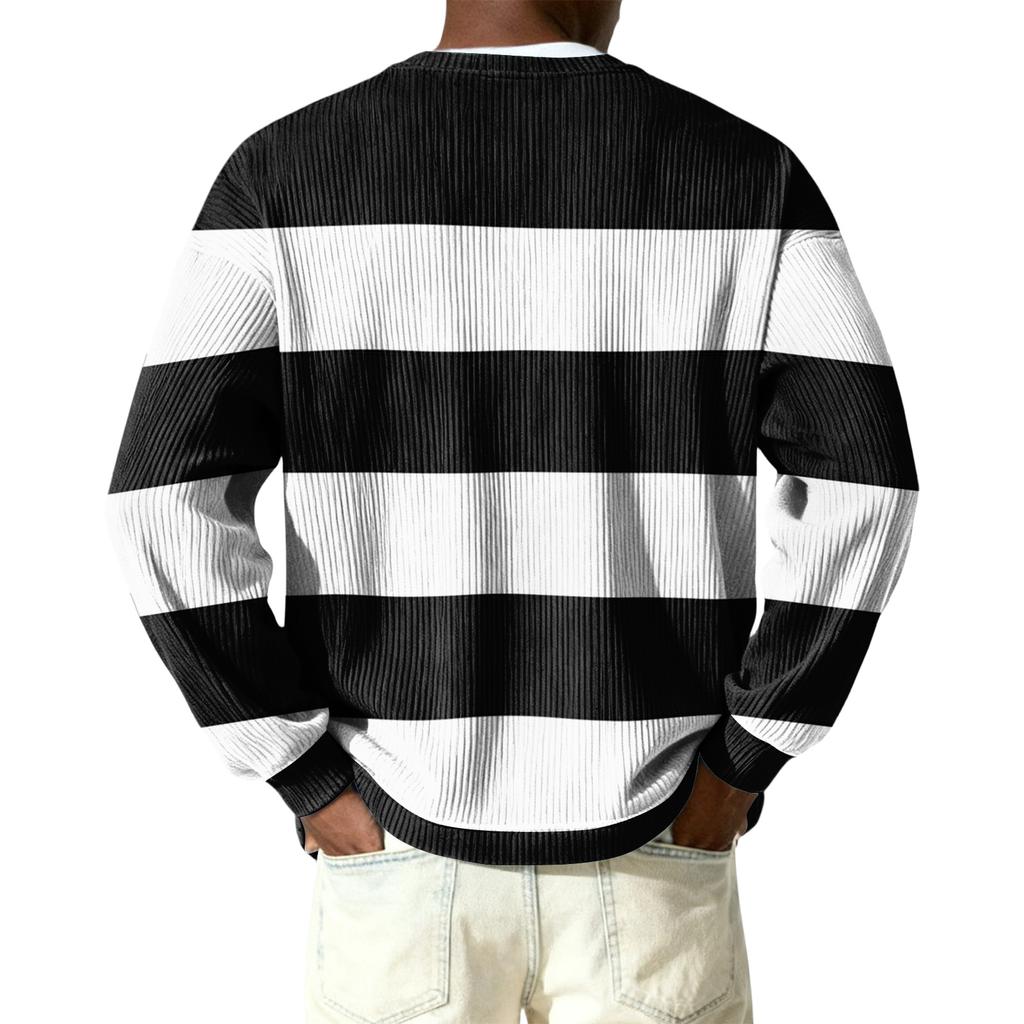 Herrknäppt tröja med lång ärm och ribbstickning