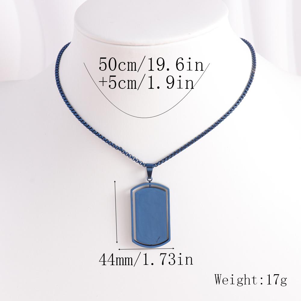 Men's Trendy Rotatable Tag Pendant Necklace in Stainless Steel