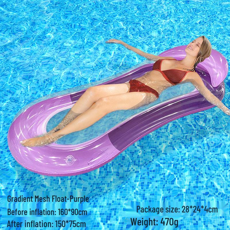 Tumbona Flotante Inflable Plegable Transfronteriza con Respaldo y Malla