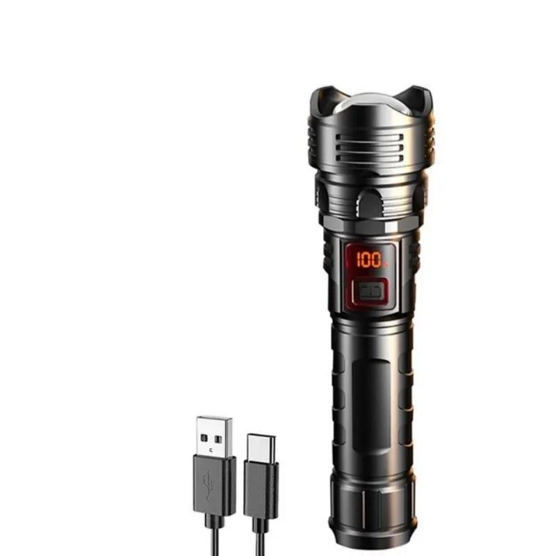 

Powerful LED Flashlight Ultra Bright Tactical Light Emergency Spotlight Long Range Zoom Torch Fishing Lamp With Built-in Battery 1500LM