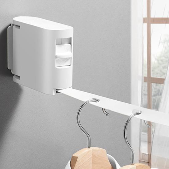 4.2M Wall Mount Retractable Clothesline 180 Degrees Rotatable Folding Invisible