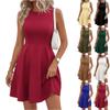 Robe Longue de Soirée Sans Manches à Col Rond et Ceinture Pour Femmes