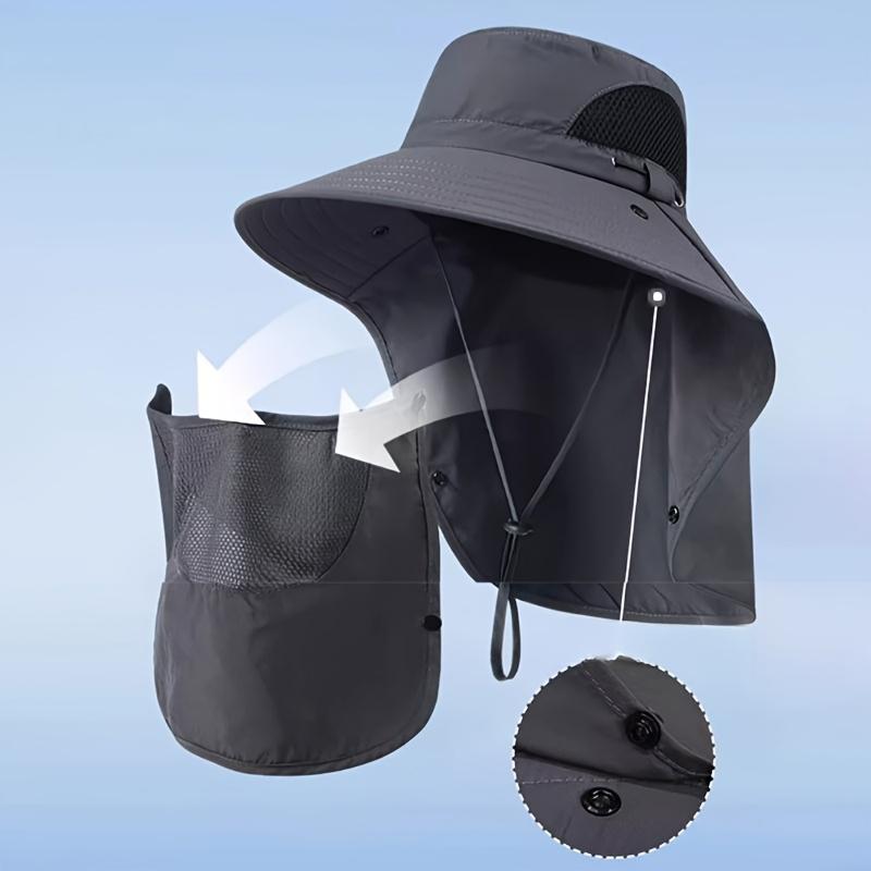 1 st Solskydd Fiskarhatt Nackskydd Integrerad Fiskemarchkeps Utomhus Andningsbar Bredbrättad Hatt