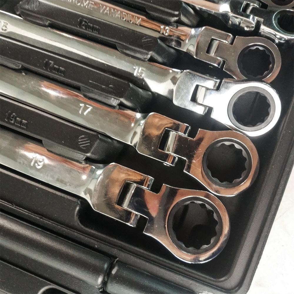12PC Dual-Use Ratchet Wrench Set: Fixed & Open-End for Quick Automotive Repairs