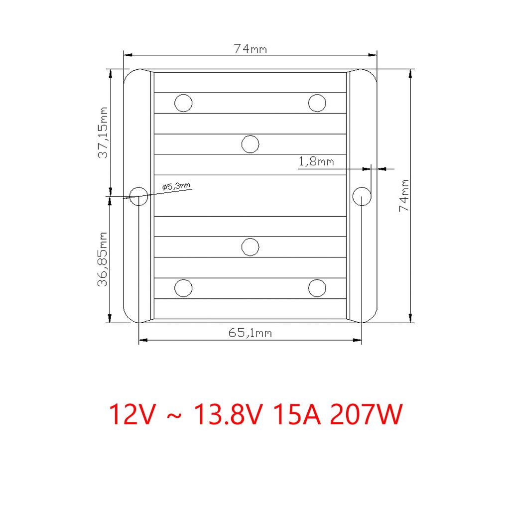 Waterproof DC/DC Converter Regulator 12V Step Up To 13.8V 15A 207W