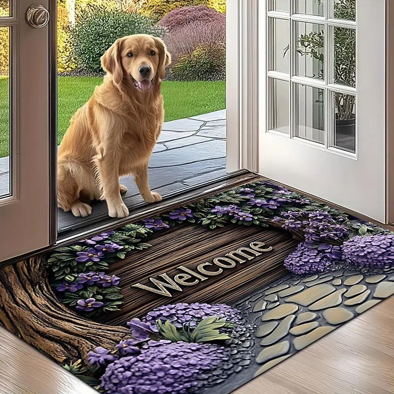 1 Stück Willkommen Muster Küchenteppiche Rutschfeste Fußmatten Pop-Art Design Wohnzimmerteppich Badematte Teppich für Zuhause Spüle Wäsche Dekor