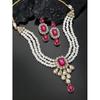 Gold Plated Crystal Kundan Necklace with Drop Earrings Jewellery Set for Girls & Women