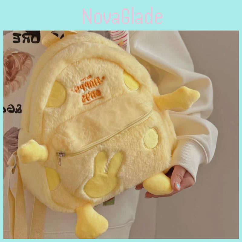 2024 Cute Plush Yellow Cartoon Duck Backpack Street Trendy Shoulder Bag Wholesale