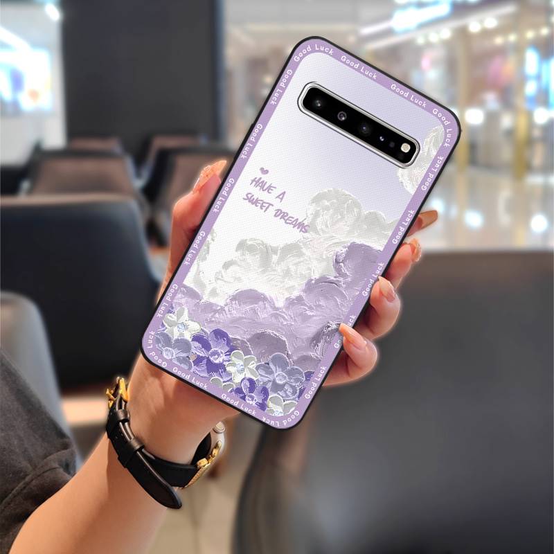 

Чехол для телефона с масляной живописью на задней крышке для Samsung Galaxy S10 5G/SM-G977N, мультяшный, противоударный, пылезащитный, грязеотталкивающий, с цветком Samsung Galaxy S10 5G/SM-