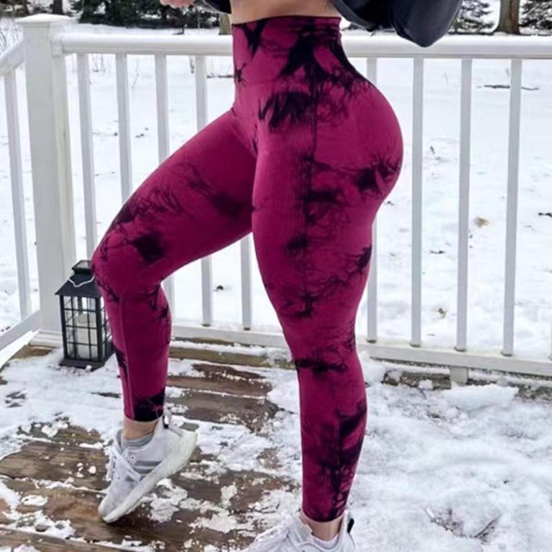 Seamless Tie-Dye High Waist Peach Hip Yoga Leggings