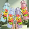 1PC Bright Sponge Bob Cartoon Print 750ml Color Plastic Sports Water Bottle Leakproof Flip Straw Lid Suitable for Sports Office Home Use