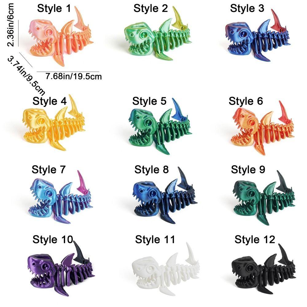 Multi-jointed Movable 3D Printed Shark Model Handmade Simulation Shark  Tabletop Ornament