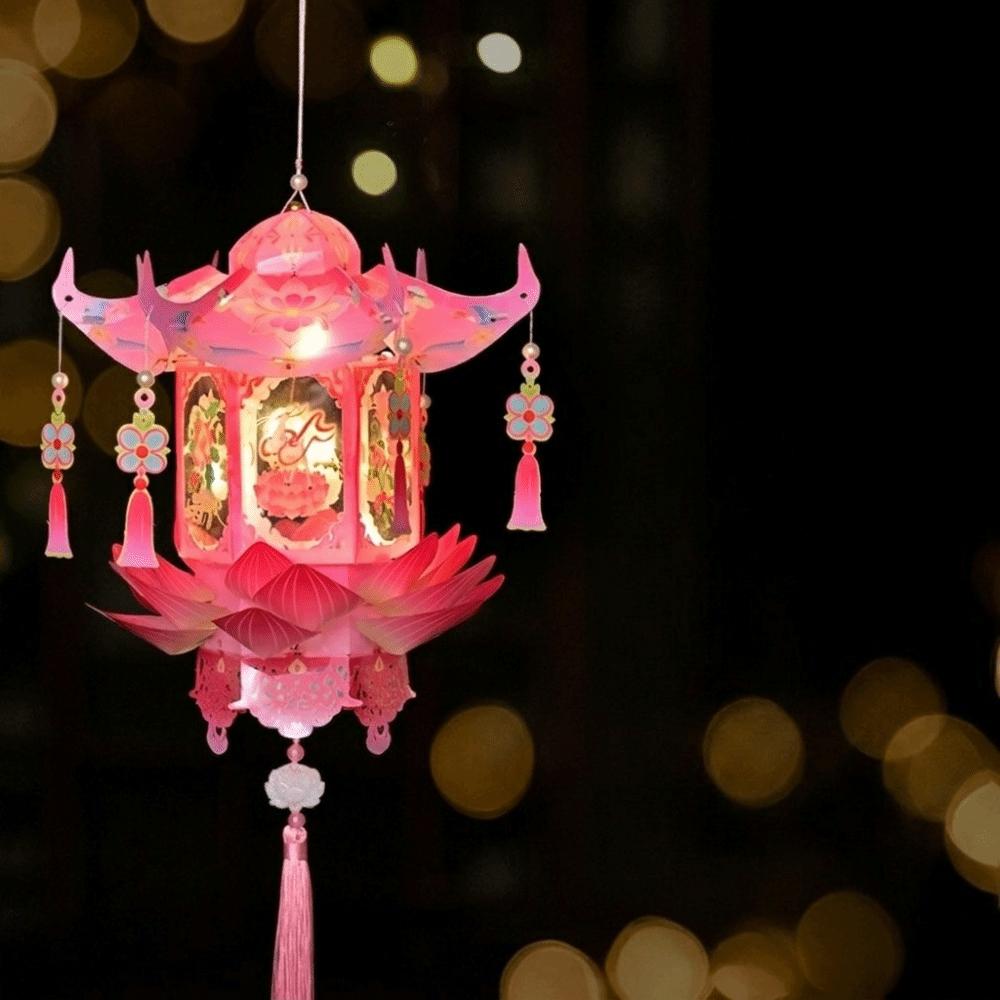 PVC Mid-Autumn Festival Lantern Glowing Handheld Lantern Portable Hanging LED Lantern  Gift Style C