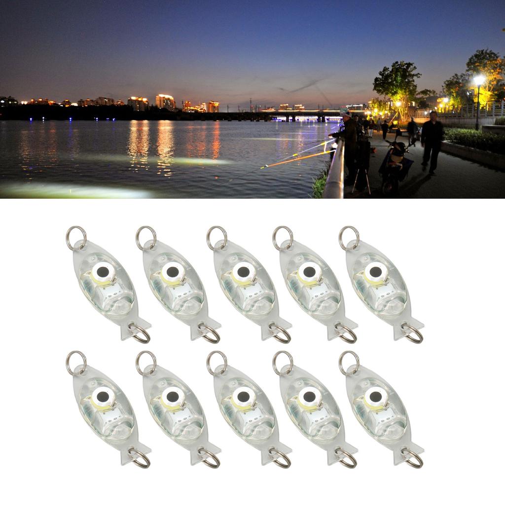 10 Pezzi Luce LED per Esca da Pesca Subacquea Forma Occhio Goccia Lampada Esca Subacquea Luce Attira Pesci